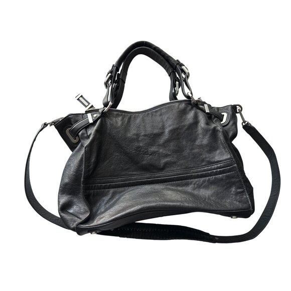 Rachel Zoe Black Faux Leather Shoulder Bag Removable Strap Silver Hardware Ziip - Picture 8 of 11